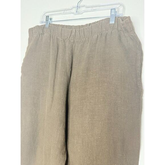 Bryn Walker Brown 100% Linen Pants Elastic Waist Medium Made USA Men Balloon - Picture 3 of 6